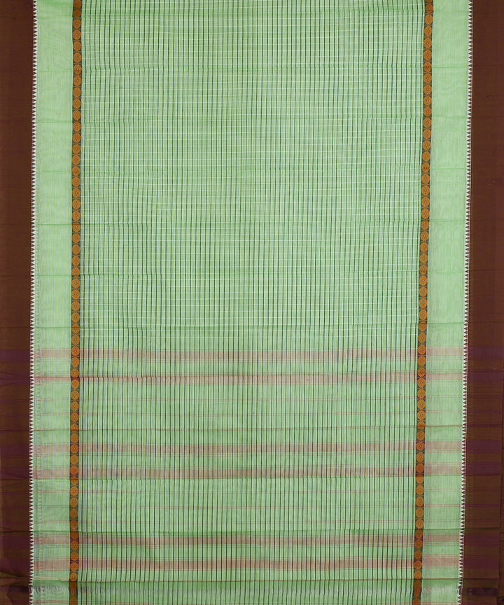 Light green brown handwoven narayanapet cotton saree