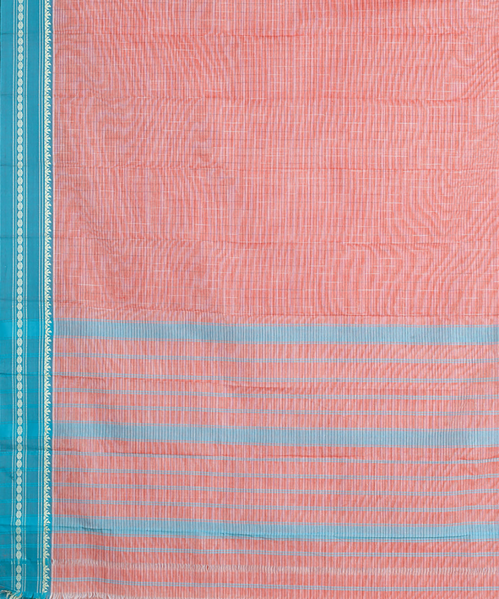 Peach light green handwoven narayanapet cotton saree