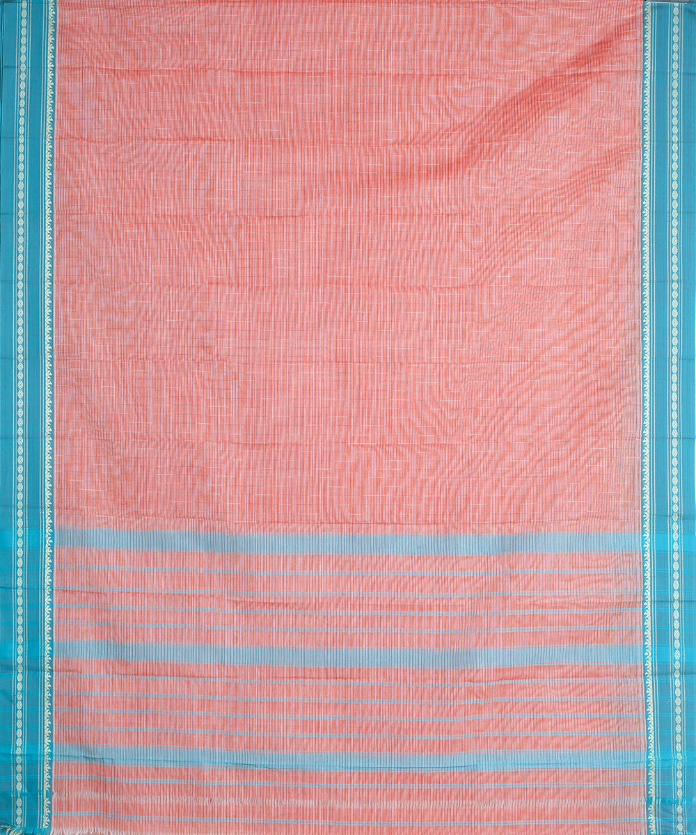 Peach light green handwoven narayanapet cotton saree