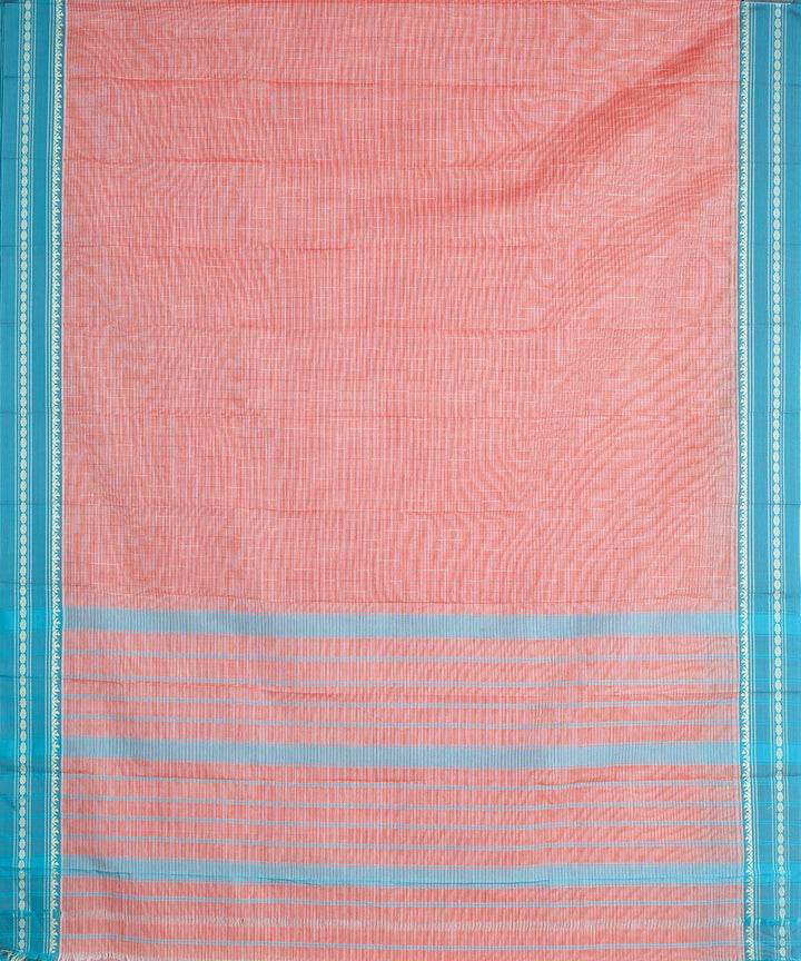 Peach light green handwoven narayanapet cotton saree