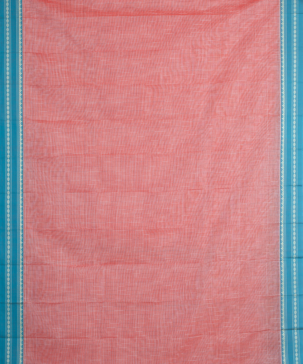 Peach light green handwoven narayanapet cotton saree