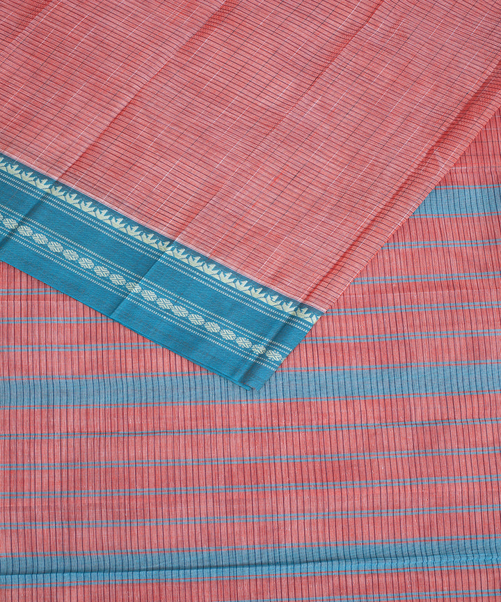 Peach light green handwoven narayanapet cotton saree