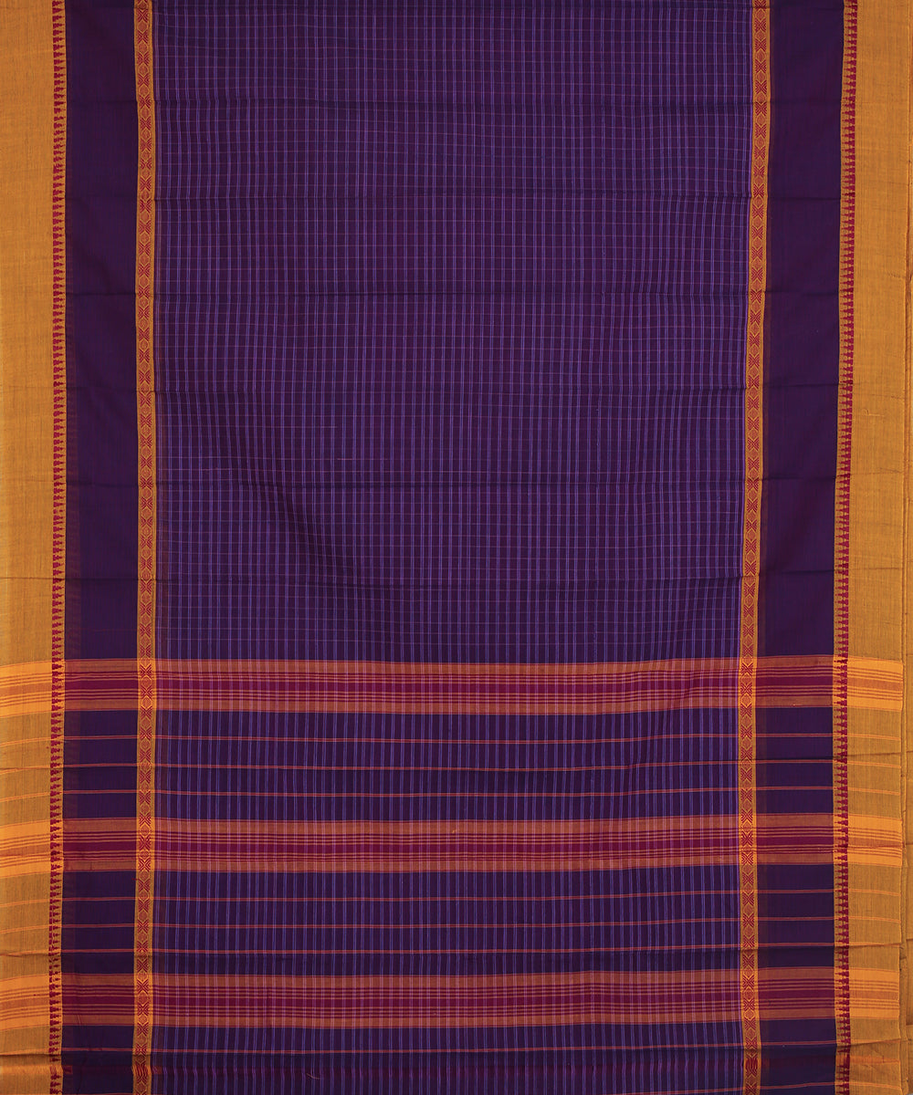 Navy blue handwoven narayanapet cotton saree