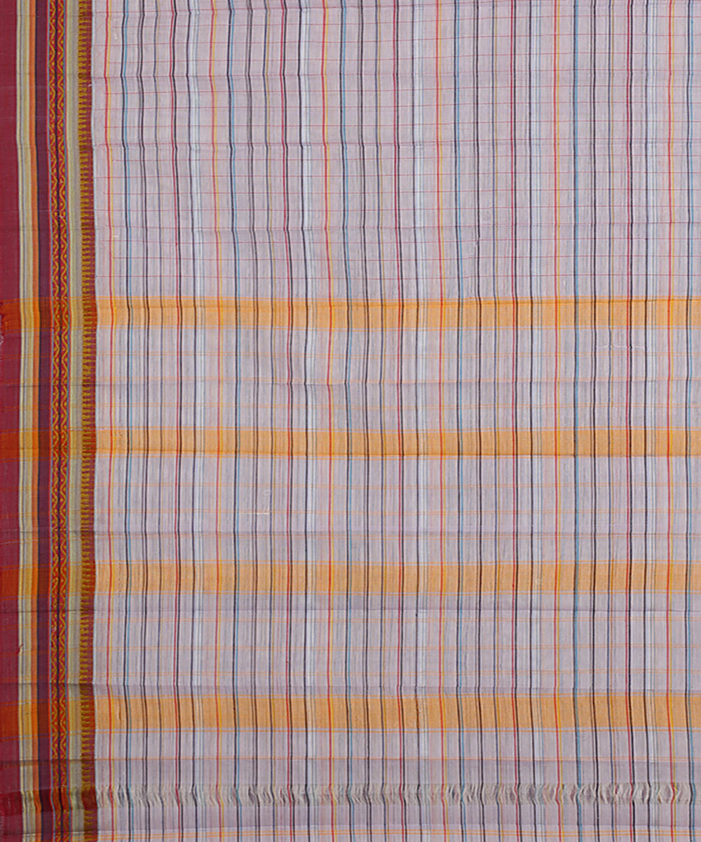 Multicolor orange handwoven narayanapet cotton saree