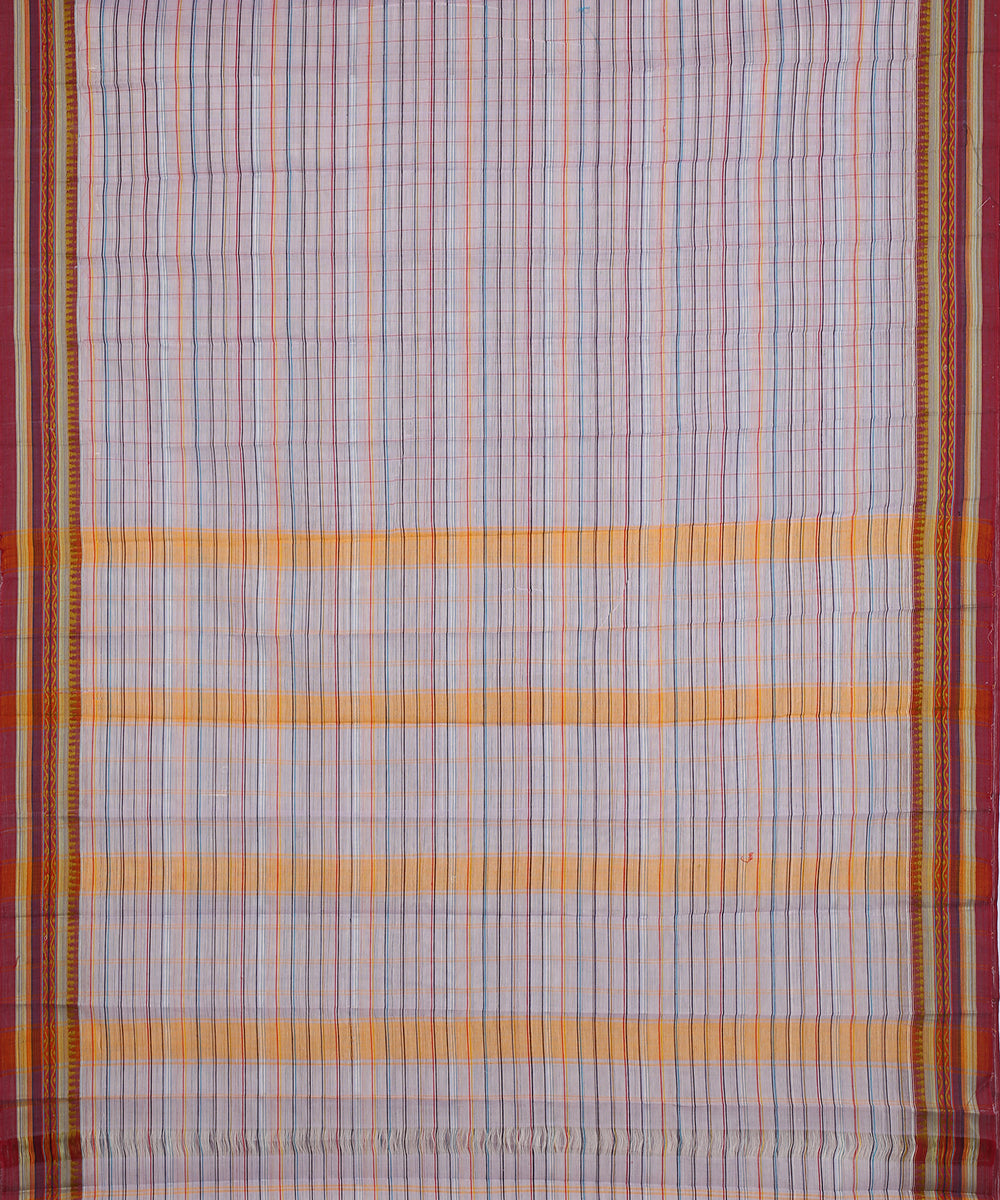 Multicolor orange handwoven narayanapet cotton saree