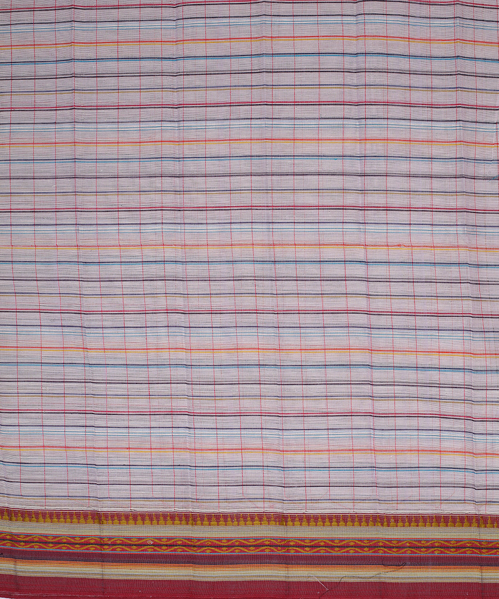 Multicolor orange handwoven narayanapet cotton saree