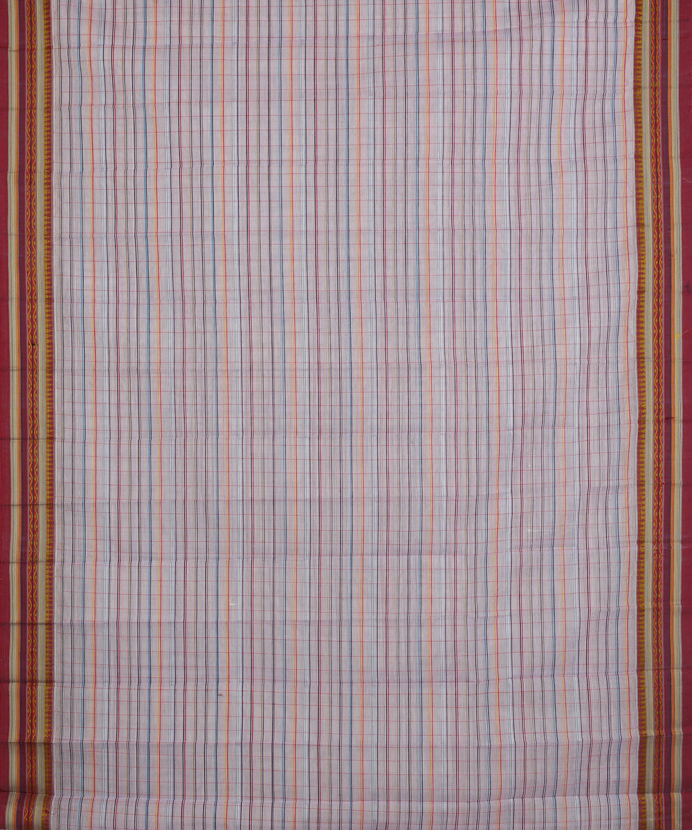 Multicolor orange handwoven narayanapet cotton saree