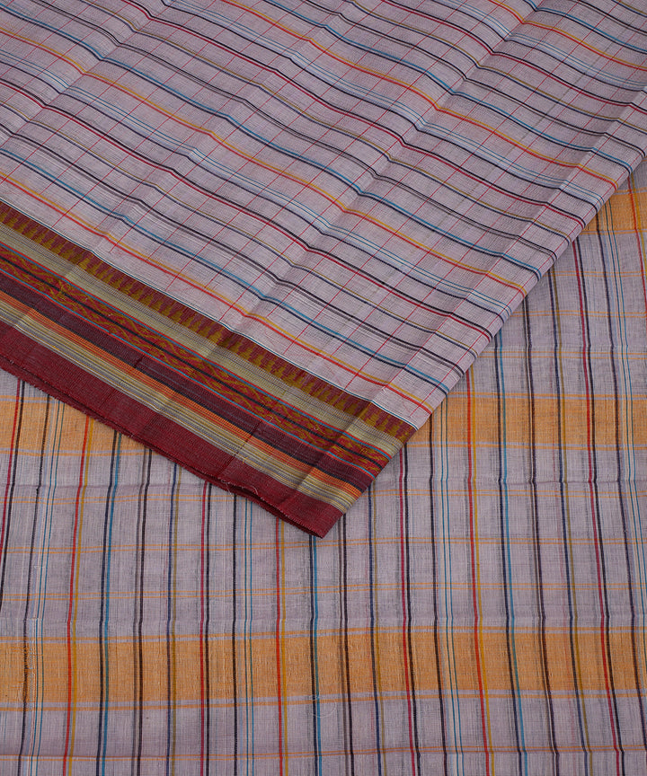 Multicolor orange handwoven narayanapet cotton saree