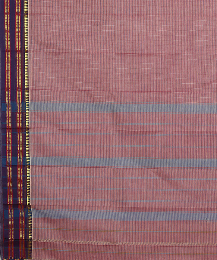 Brown handwoven cotton narayanapet saree