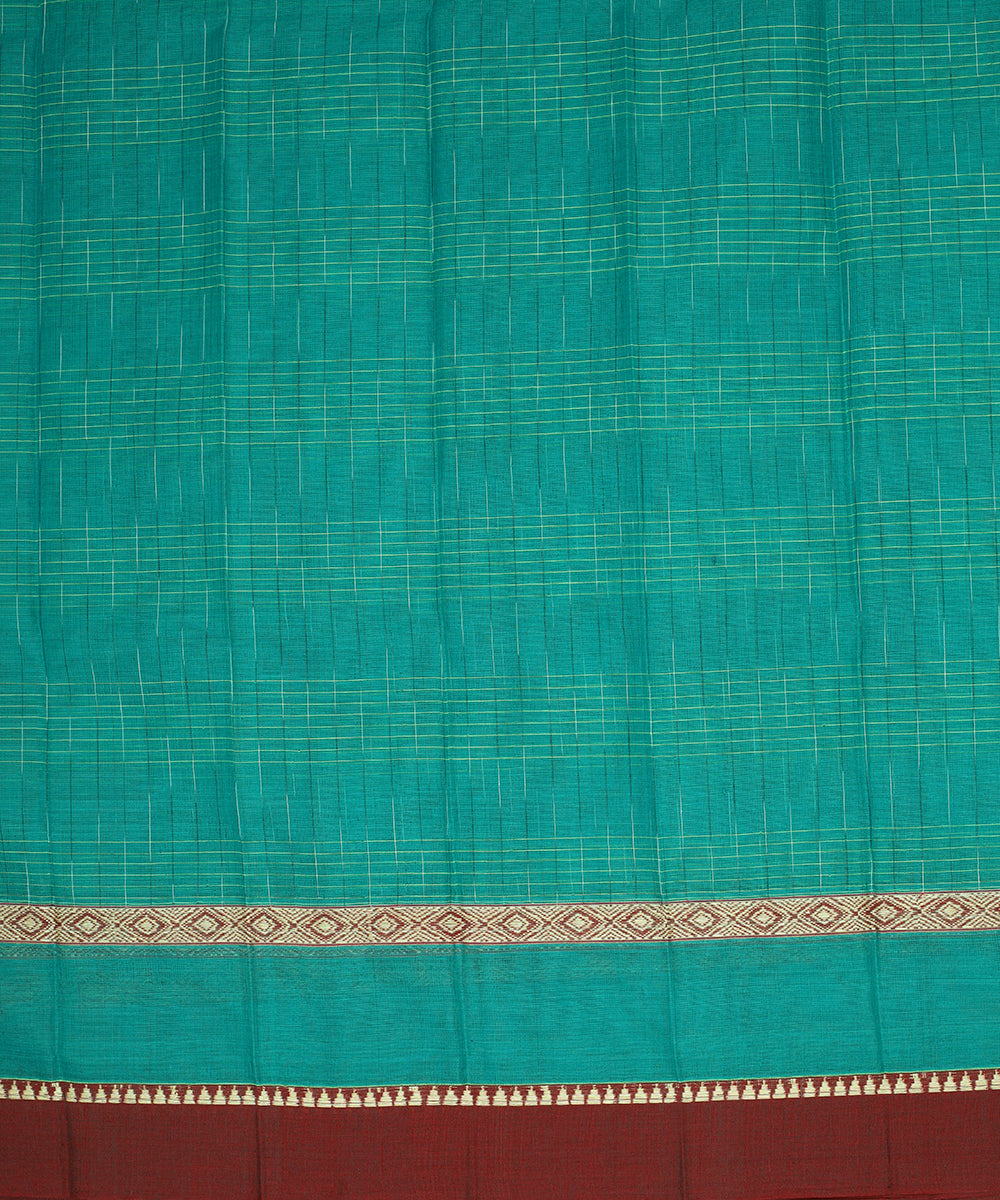 Dark green brown handwoven narayanapet cotton saree