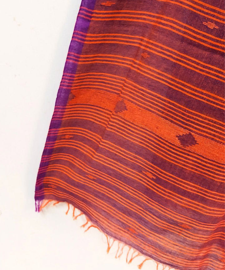 Maroon handwoven cotton jamdani stole