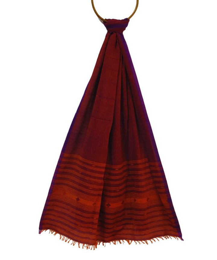 Maroon handwoven cotton jamdani stole