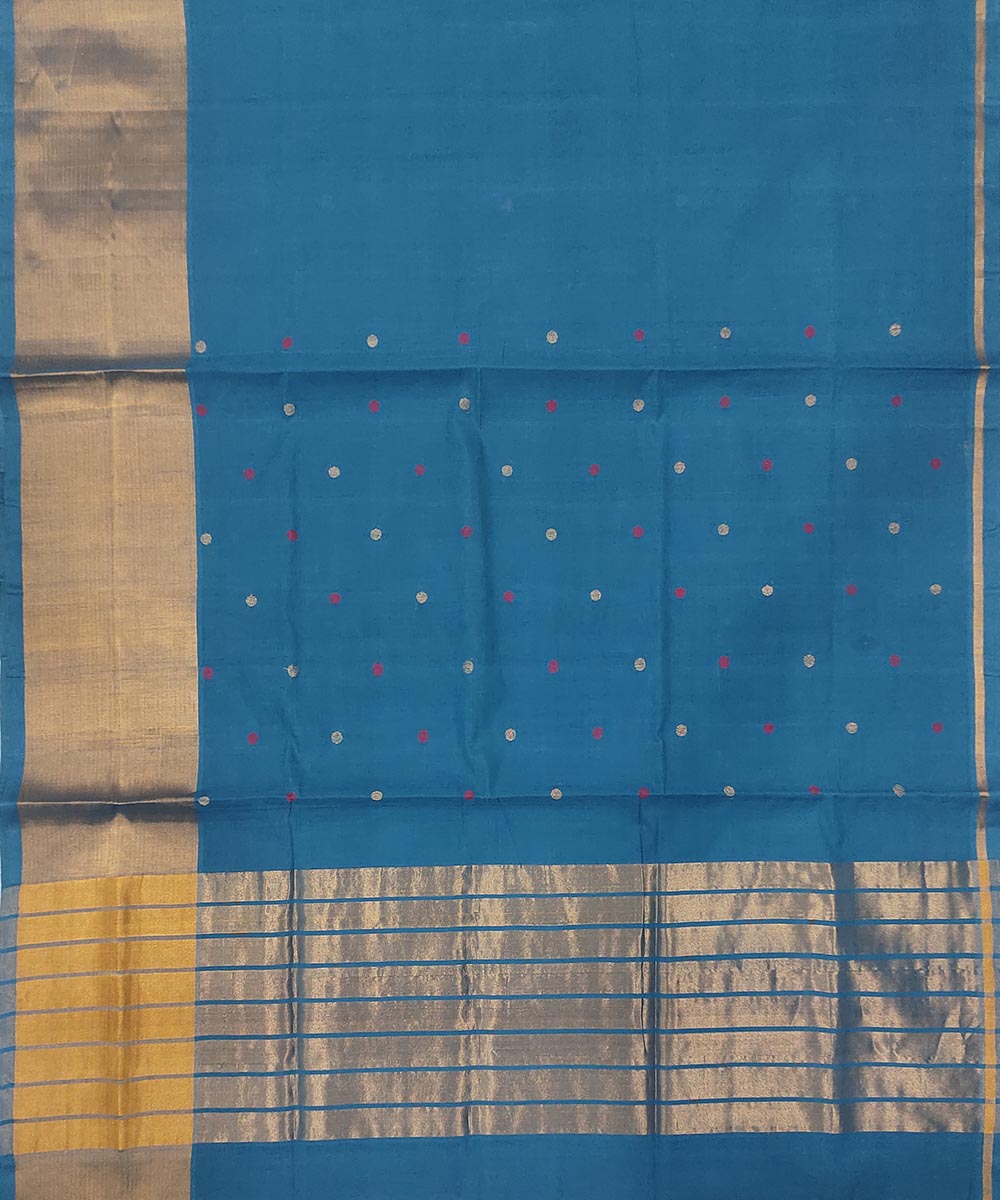 Navy blue zari border handwoven venkatagiri cotton saree