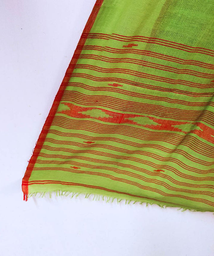 Light green handwoven cotton jamdani stole