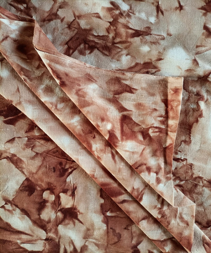 2.5m rust white tie and dye handspun handwoven cotton kurta fabric