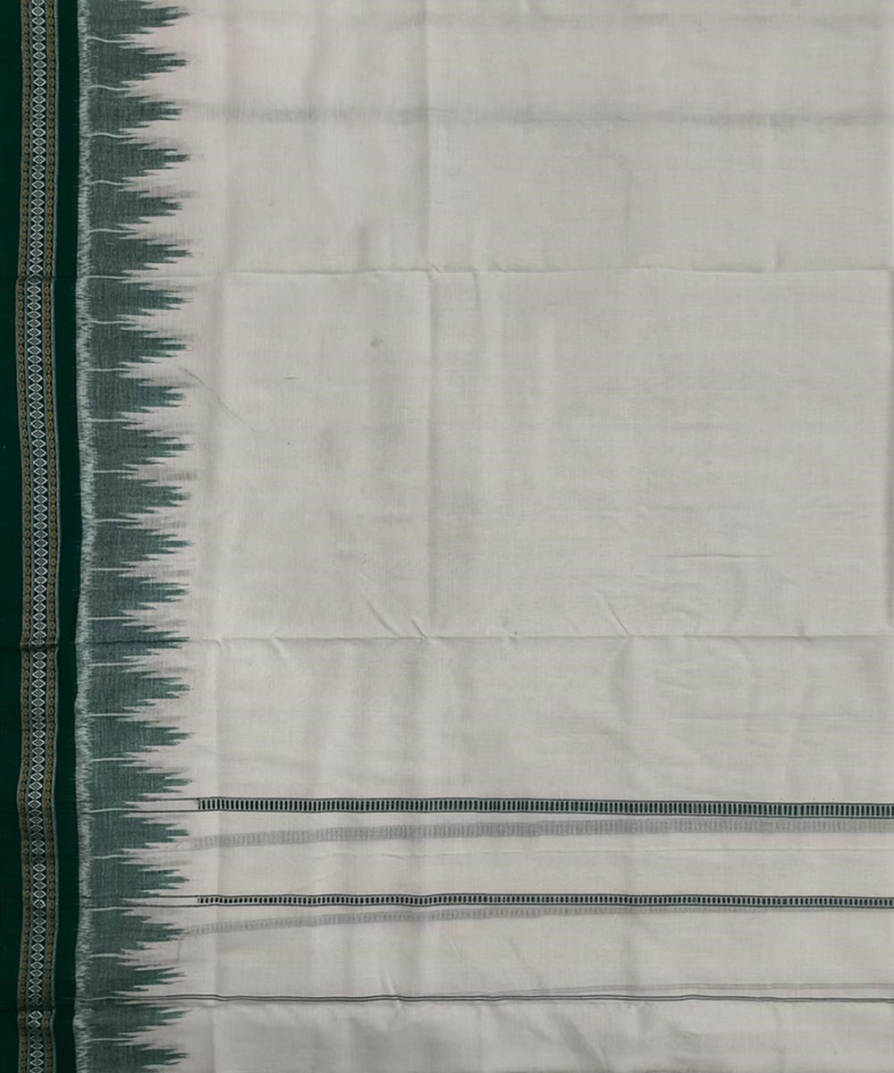 Offwhite green border handwoven sambalpuri cotton dhoti