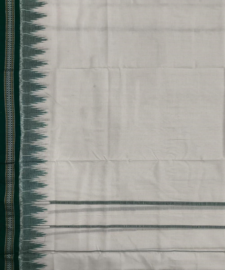 Offwhite green border handwoven sambalpuri cotton dhoti