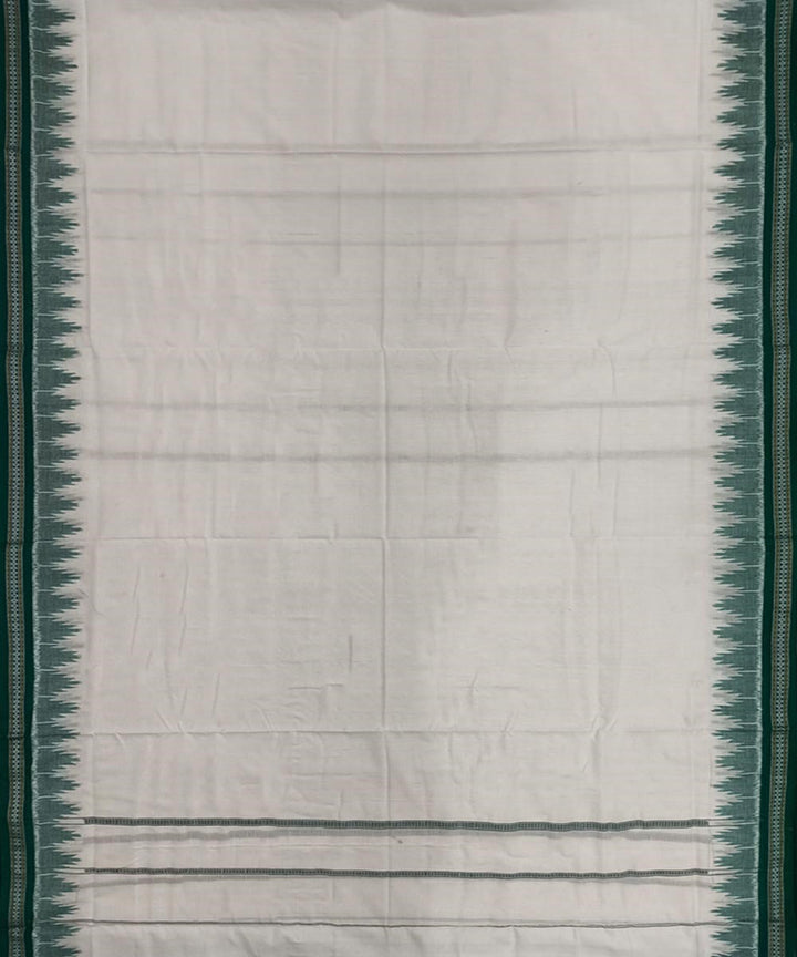 Offwhite green border handwoven sambalpuri cotton dhoti