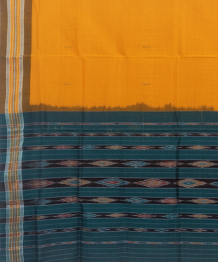 Yellow orange and grey cotton handloom nuapatna saree