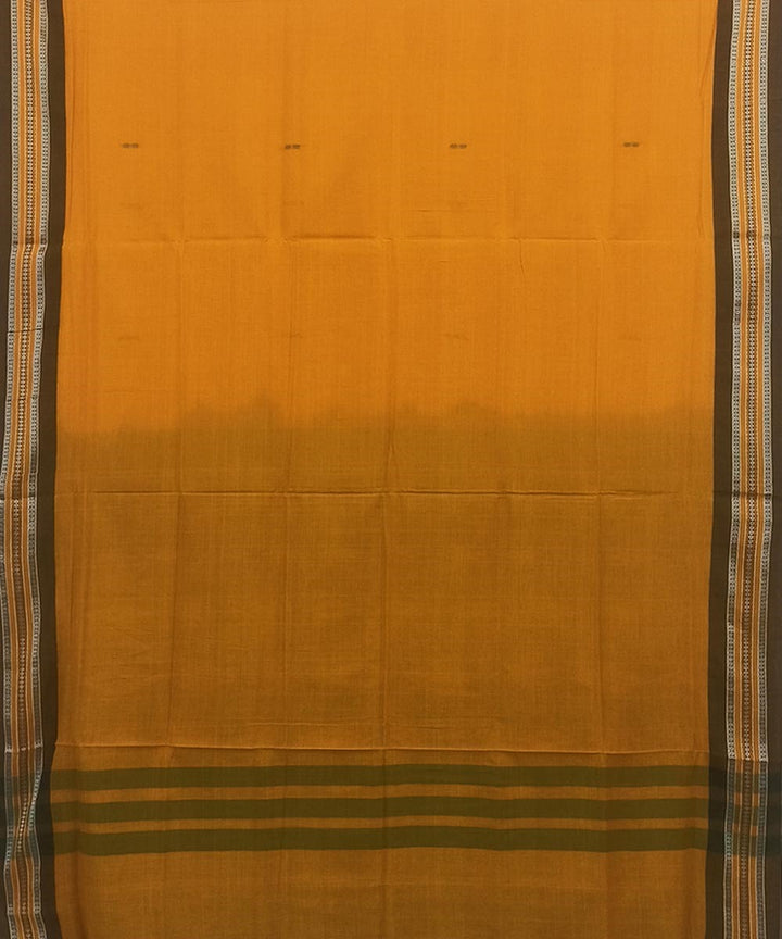 Yellow orange and grey cotton handloom nuapatna saree