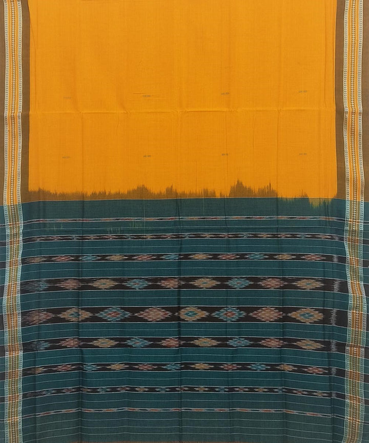 Yellow orange and grey cotton handloom nuapatna saree