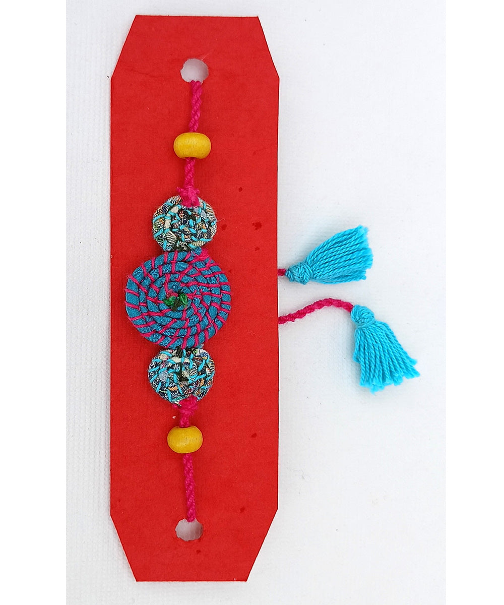 Multicolor handmade cotton silk threads spiral adjustable rakhi