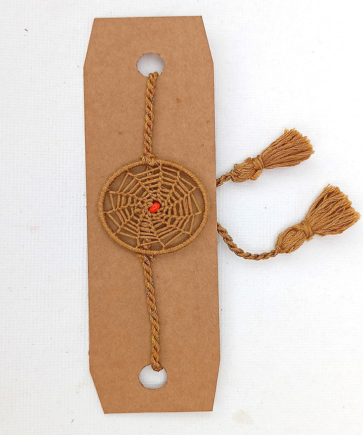 Handmade brown cotton silk threads dream catcher adjustable rakhi