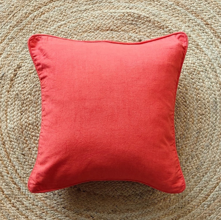 Coral handloom cotton cushion cover