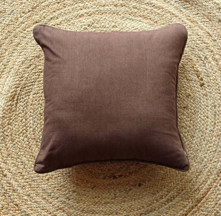 Brown handloom cotton cushion cover
