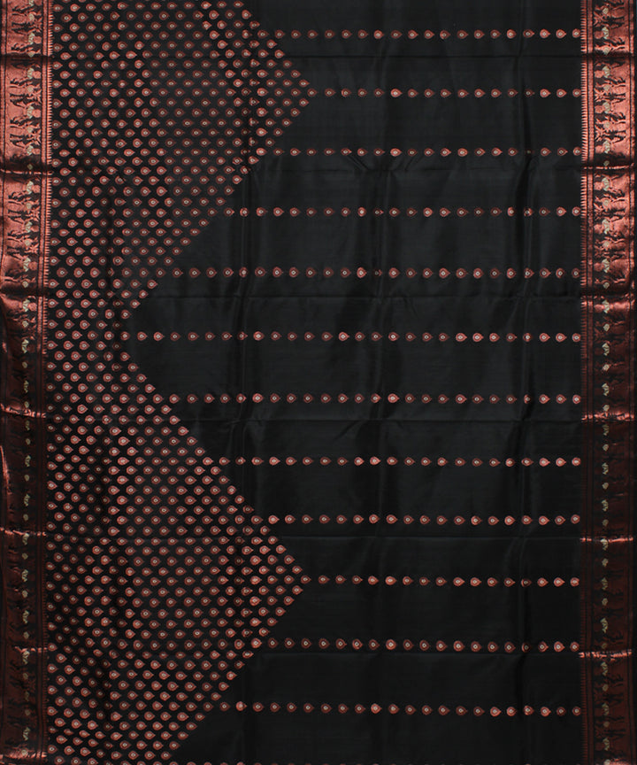 Black handwoven swarnachari baluchari silk saree