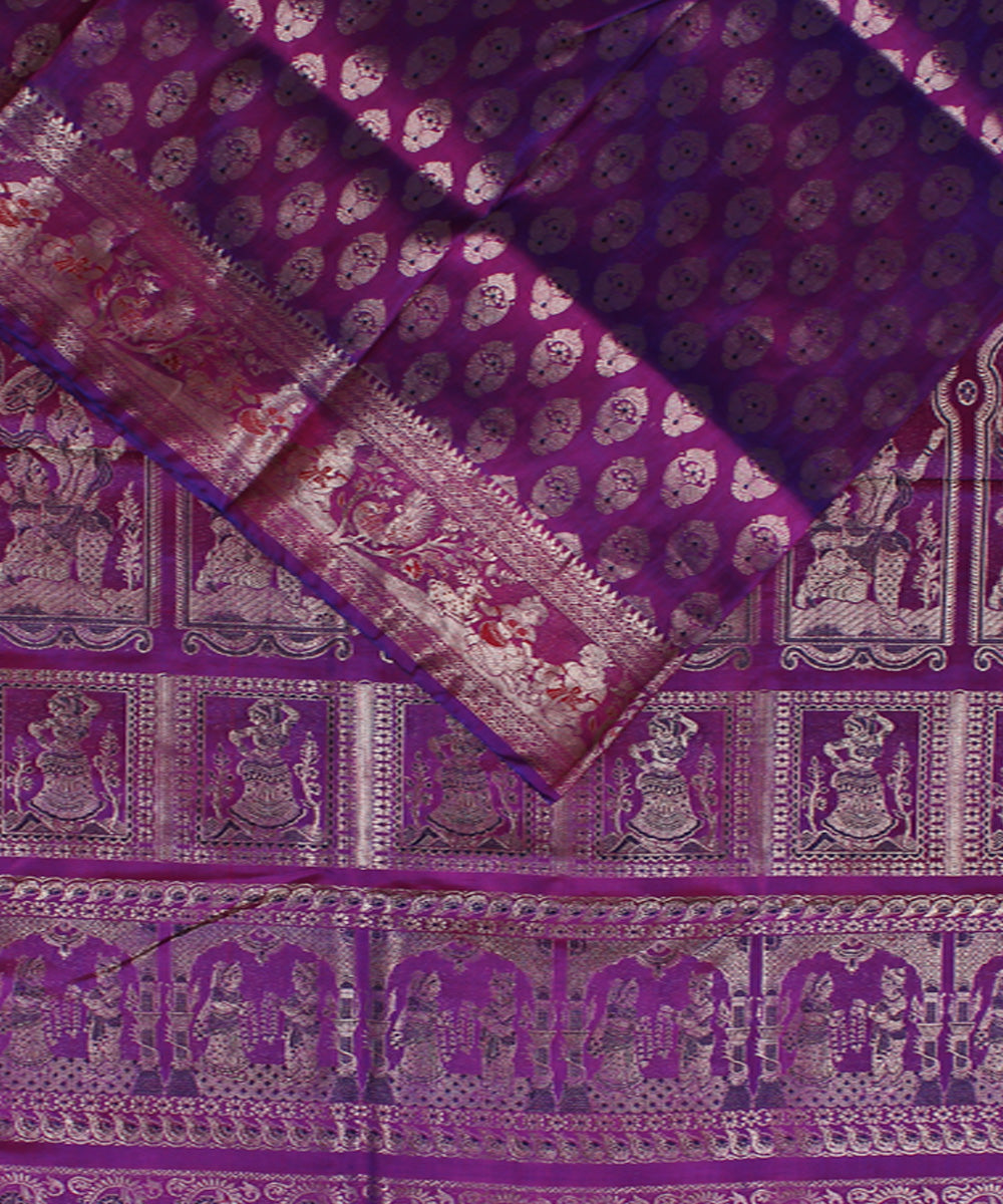 Purple handwoven swarnachari silk baluchari saree