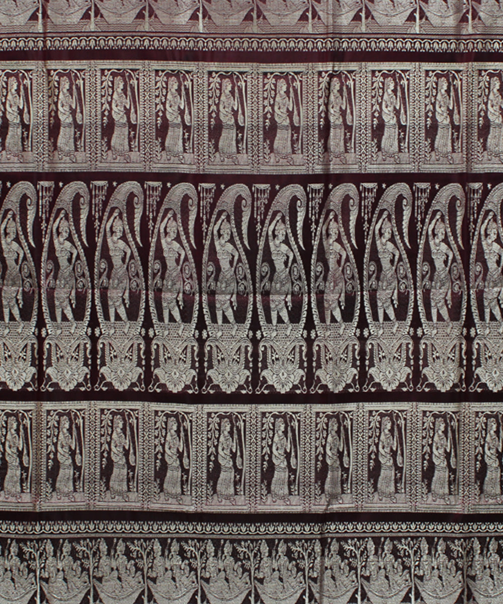Maroon handwoven silk baluchari saree