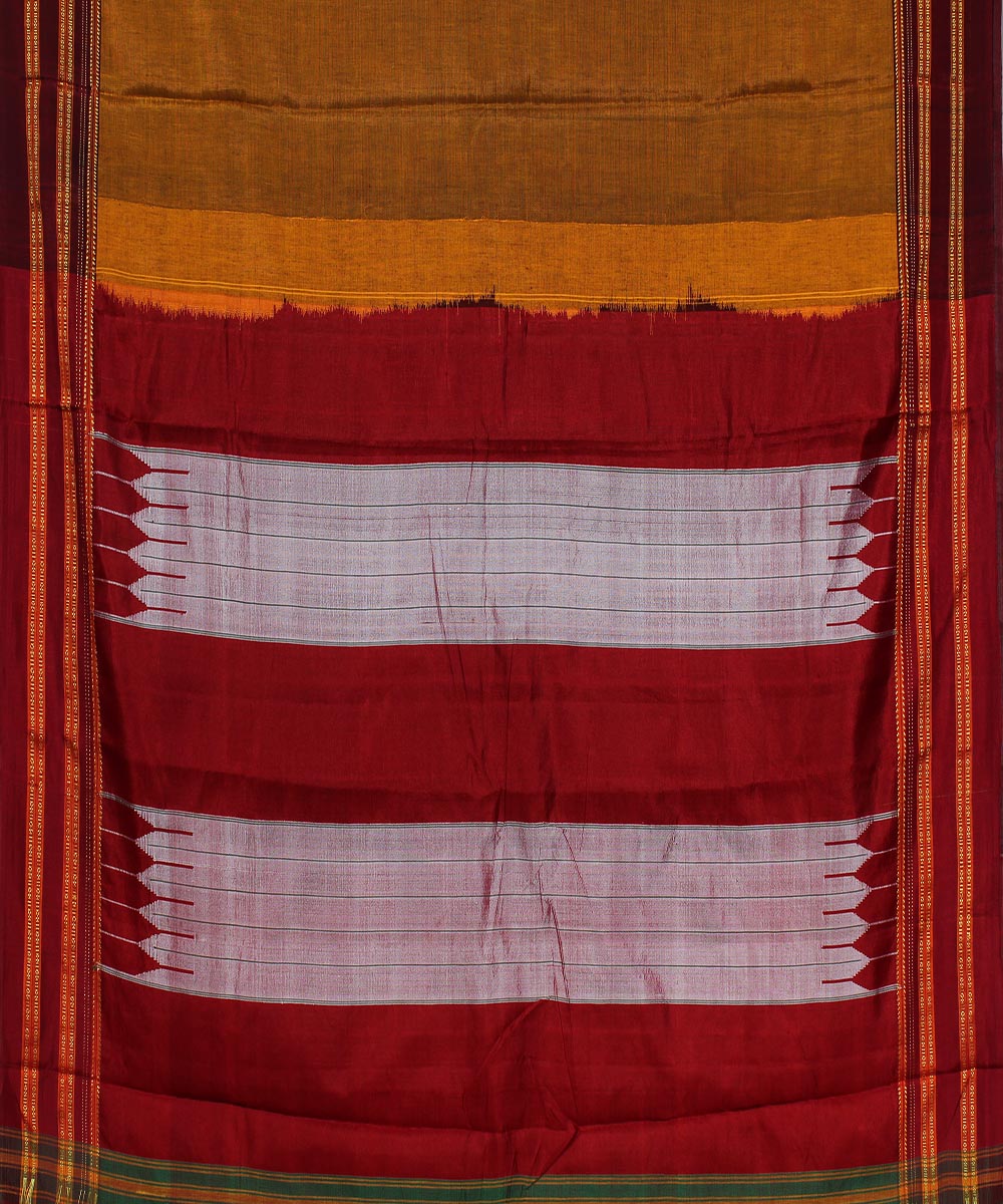 Brown marron gayatri border handwoven ilkal cotton art silk saree