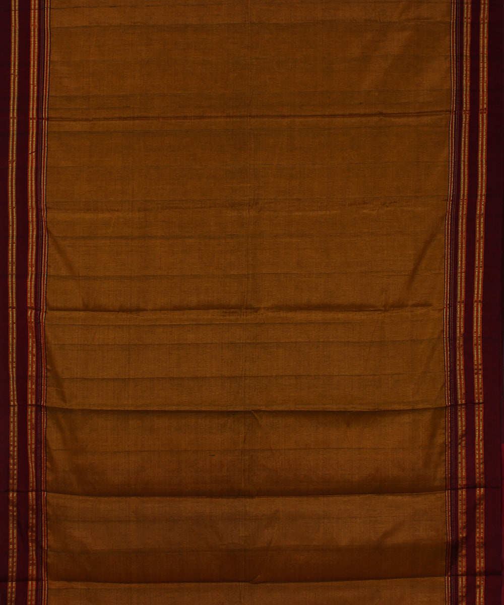 Brown marron gayatri border handwoven ilkal cotton art silk saree