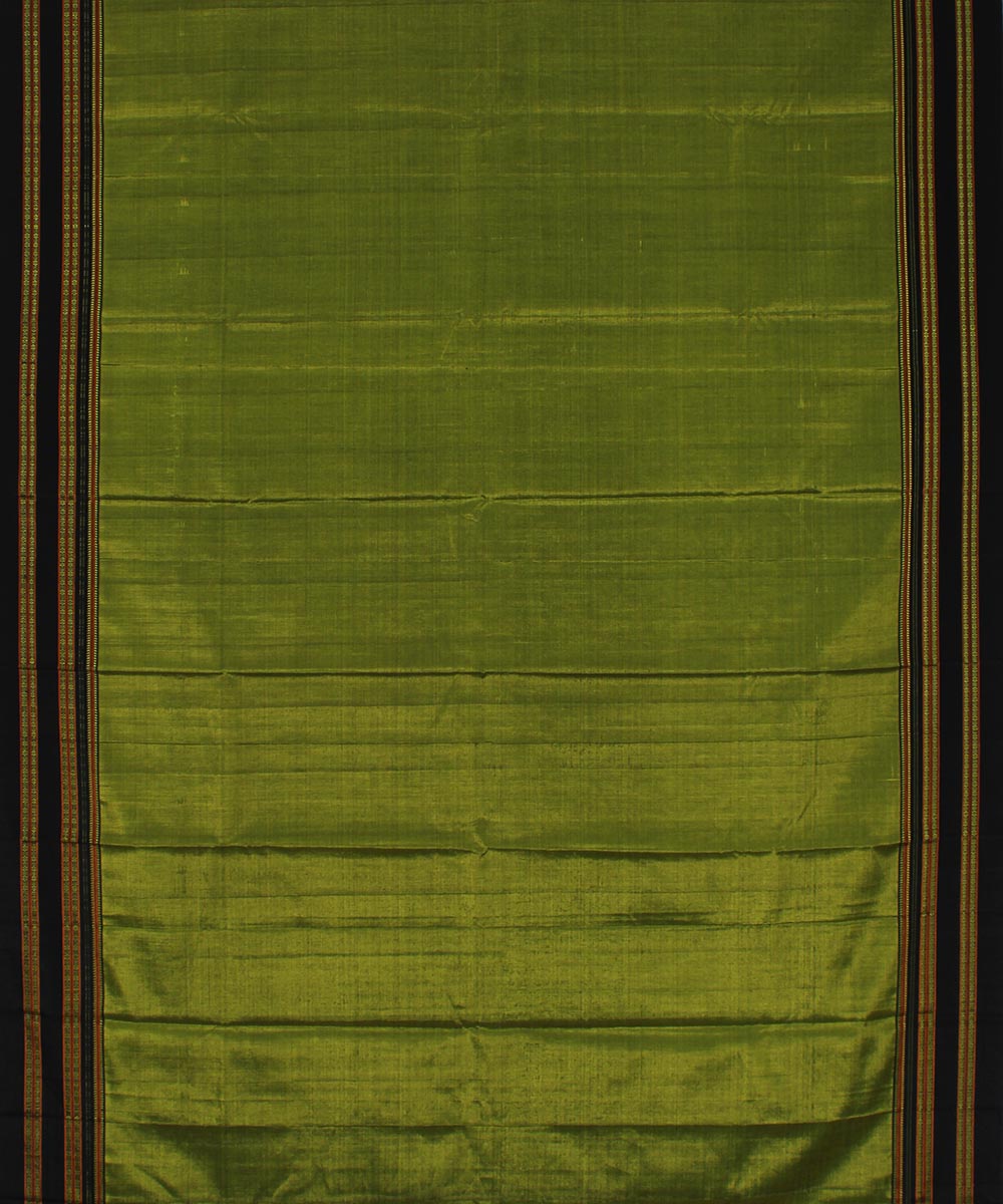 Green black gayatri border handwoven ilkal cotton art silk saree