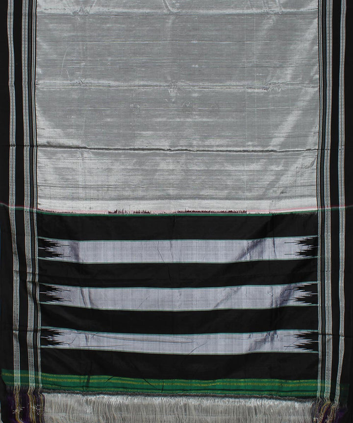 Grey black gayatri border handwoven ilkal cotton art silk saree