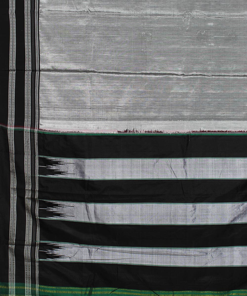 Grey black gayatri border handwoven ilkal cotton art silk saree