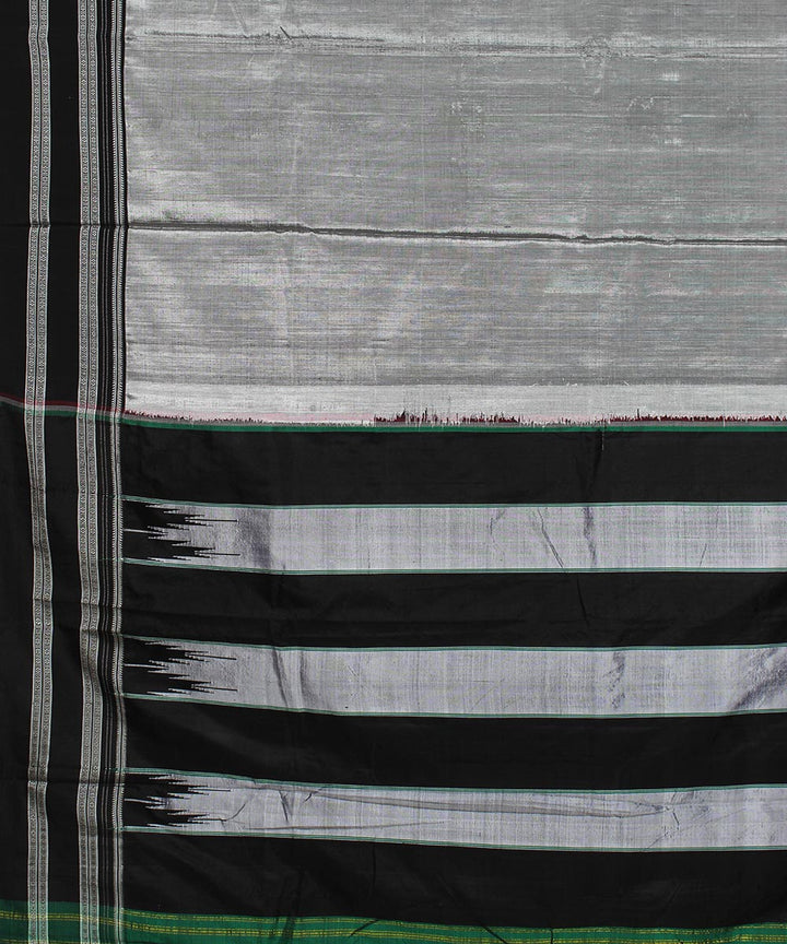 Grey black gayatri border handwoven ilkal cotton art silk saree