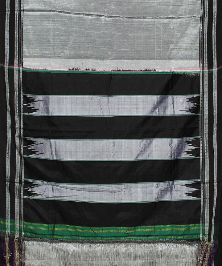 Grey black gayatri border handwoven ilkal cotton art silk saree
