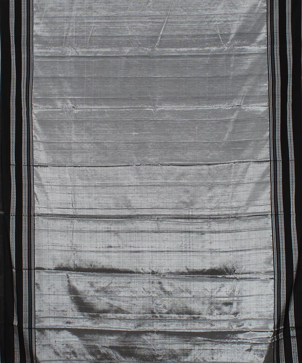 Grey black gayatri border handwoven ilkal cotton art silk saree