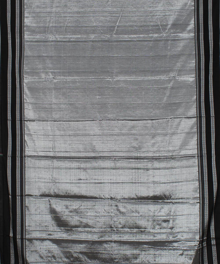 Grey black gayatri border handwoven ilkal cotton art silk saree