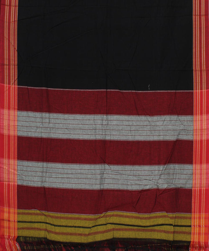 Black plain red gomi border handwoven ilkal cotton art silk saree