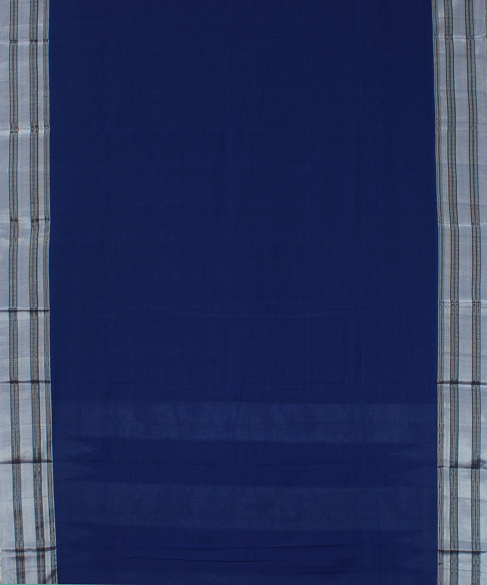Blue grey gayatri border handwoven ilkal cotton silk saree