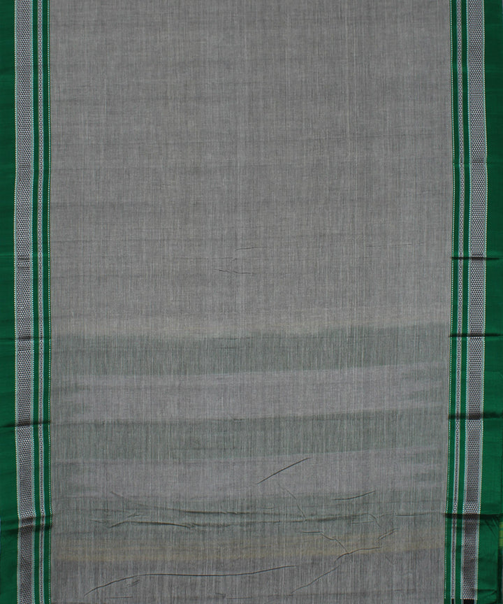 Grey green chikki paras border handwoven ilkal cotton silk saree