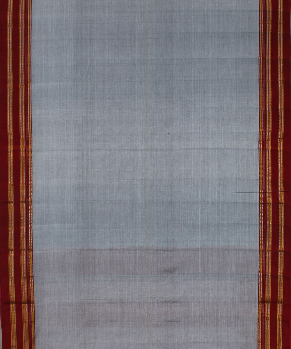 Grey maroon gayatri border handwoven ilkal cotton silk saree