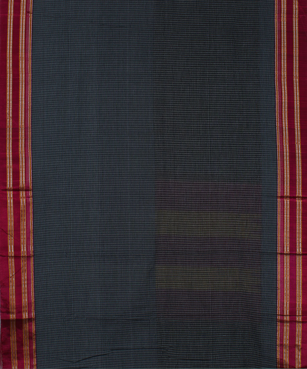 Grey small pink gayatri border handwoven ilkal cotton silk saree