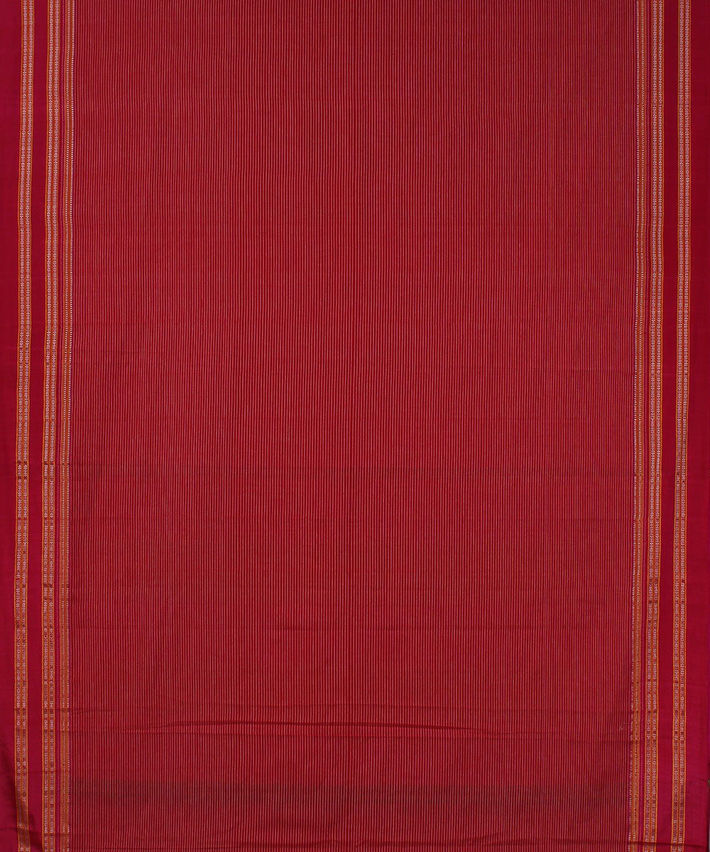 Red stripes pink gayatri border handwoven ilkal cotton silk saree