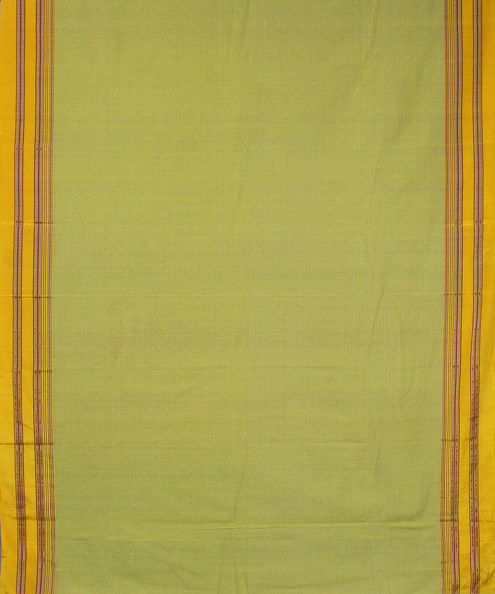 Lime green stripes yellow gayatri border ilkal cotton silk saree