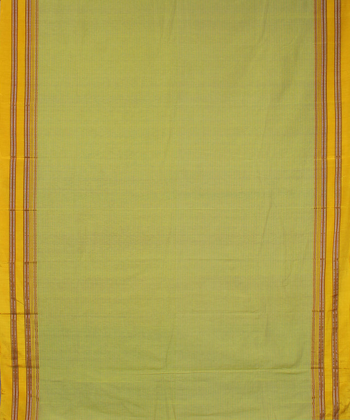 Lime green stripes yellow gayatri border ilkal cotton silk saree