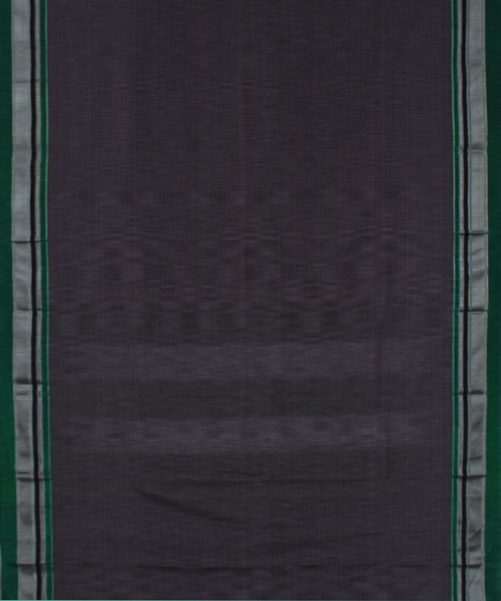 Grey red stripes green chikki paras border ilkal cotton silk saree